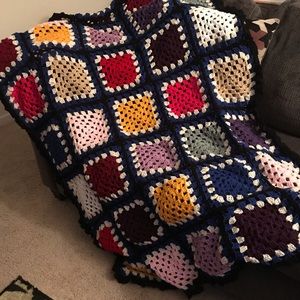 Granny square blanket. Hand crocheted.